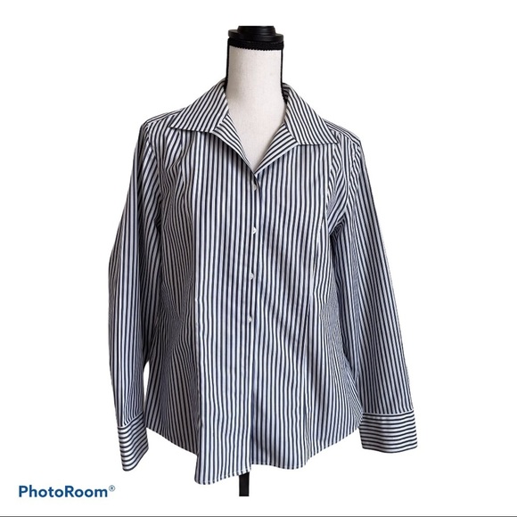 White Striped No Iron Shirt 